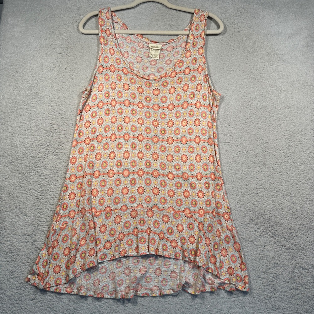 Matilda Jane Tank Top Womens Medium Orange Floral Medallion High‎ Low Swing Boho